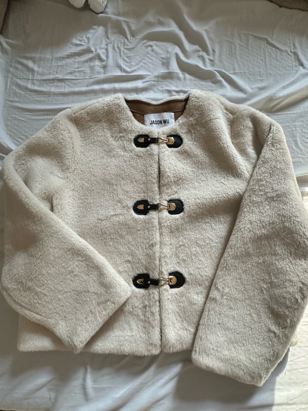 Jason Wu Cream Faux-Shearling Toggle Coat